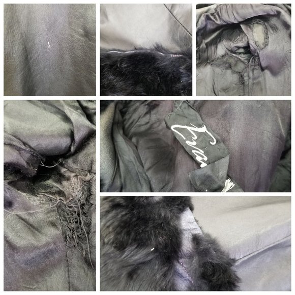 Evans Vintage S Leather Jacket Coat Penny Lane Style Fur Trim - Picture 3 of 14